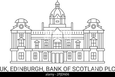 Inghilterra, Edimburgo, Bank of Scotland PLC, illustrazione vettore punto di riferimento di viaggio Illustrazione Vettoriale