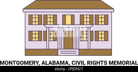 Stati Uniti, Montgomery, Alabama, Civil Rights Memorial, viaggio punto di riferimento vettore illustrazione Illustrazione Vettoriale