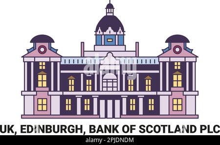 Inghilterra, Edimburgo, Bank of Scotland PLC, illustrazione vettore punto di riferimento di viaggio Illustrazione Vettoriale