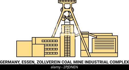 Germania, Essen, Zollverein miniera di carbone complesso industriale viaggio punto di riferimento vettore illustrazione Illustrazione Vettoriale