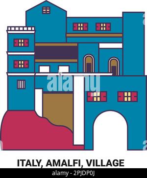 Italia, Amalfi, Viaggi Landsmark viaggio punto di riferimento vettoriale illustrazione Illustrazione Vettoriale