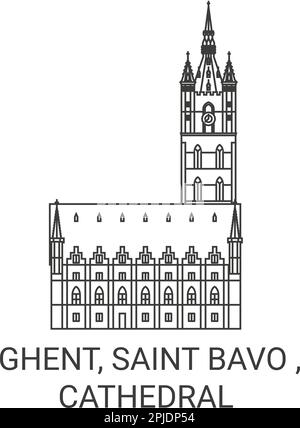 Belgio, Gand, Saint Bavo , viaggio cattedrale simbolo di vettore illustrazione Illustrazione Vettoriale