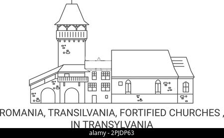 Romania, Transilvania, Chiese fortificate , in Transilvania viaggio punto di riferimento vettore illustrazione Illustrazione Vettoriale