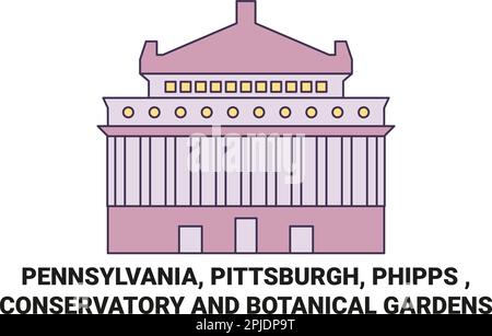 Stati Uniti, Pennsylvania, Pittsburgh, Phipps , Conservatorio e Giardini Botanici viaggio punto di riferimento vettore illustrazione Illustrazione Vettoriale