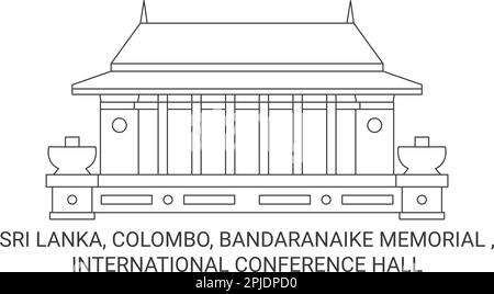 Sri Lanka, Colombo, Bandaranaike Memorial, International Conference Hall viaggio punto di riferimento vettore illustrazione Illustrazione Vettoriale