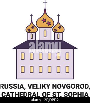 Russia, Veliky Novgorod, Cattedrale di San Figura vettoriale del riferimento di viaggio di Sophia Illustrazione Vettoriale