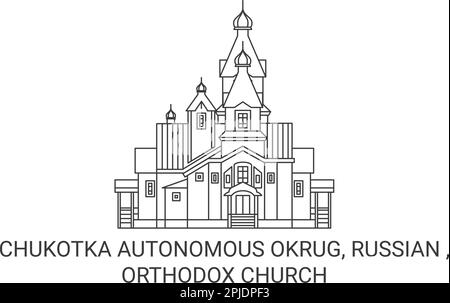 Russia, Chukotka Okrug autonomo, Chiesa ortodossa viaggio punto di riferimento vettore illustrazione Illustrazione Vettoriale