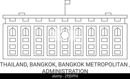 Thailandia, Bangkok, Bangkok Metropolitan , Amministrazione viaggio punto di riferimento vettore illustrazione Illustrazione Vettoriale