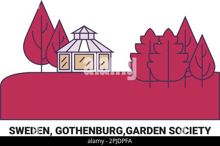 Svezia, Gothenburg, Società del Giardino, disegno vettoriale di riferimento di viaggio Illustrazione Vettoriale