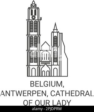 Belgio, Anversa, Cattedrale di nostra Signora viaggio punto di riferimento vettoriale illustrazione Illustrazione Vettoriale