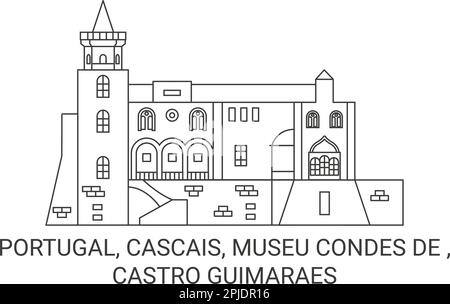 Portogallo, Cascais, Museu Condes De , Castro Guimaraes viaggio punto di riferimento vettore illustrazione Illustrazione Vettoriale