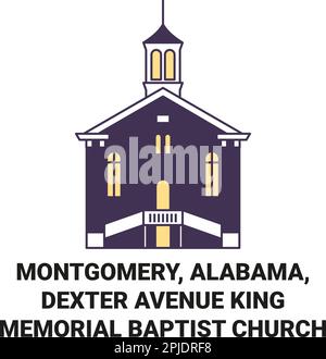 Stati Uniti, Montgomery, Alabama, Dexter Avenue King Memorial Baptist Church viaggio punto di riferimento vettore illustrazione Illustrazione Vettoriale