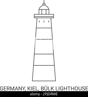 Germania, Kiel, Bulk Lighthouse viaggio punto di riferimento vettoriale illustrazione Illustrazione Vettoriale