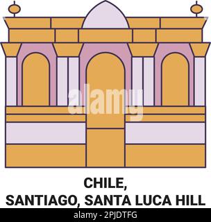 Cile, Santiago, Santa Luca Hill viaggio punto di riferimento vettore illustrazione Illustrazione Vettoriale