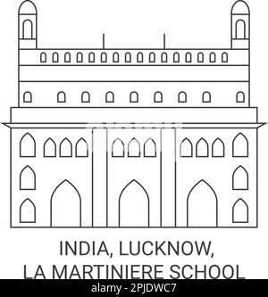 India, Lucknow, la Martiniere Scuola viaggio punto di riferimento vettore illustrazione Illustrazione Vettoriale