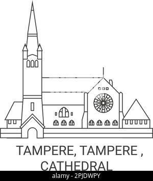 Finlandia, Tampere, Tampere , disegno vettoriale di riferimento del viaggio della Cattedrale Illustrazione Vettoriale