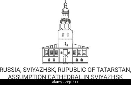 Russia, Sviyazhsk, Rupublico del Tatarstan, Cattedrale dell'Assunzione a Sviyazhsk viaggio punto di riferimento vettore illustrazione Illustrazione Vettoriale