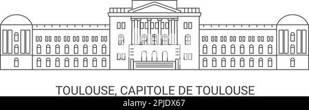 Francia, Tolosa, Capitole De Toulouse, viaggio punto di riferimento vettoriale illustrazione Illustrazione Vettoriale