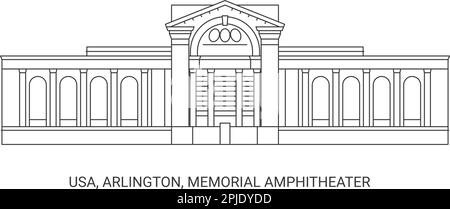 USA, Arlington, Memorial Amphitheater viaggio punto di riferimento vettore illustrazione Illustrazione Vettoriale