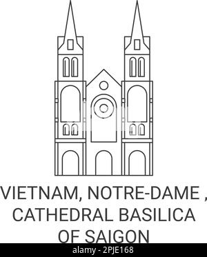 Vietnam, Notredame , Cattedrale Basilica di Saigon viaggio punto di riferimento vettoriale illustrazione Illustrazione Vettoriale