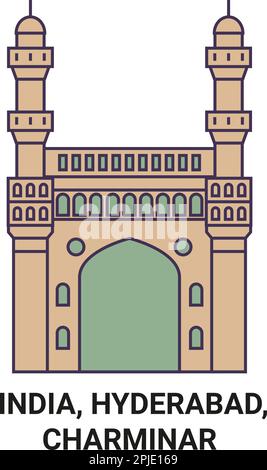 India, Hyderabad, Charminar viaggio punto di riferimento vettore illustrazione Illustrazione Vettoriale