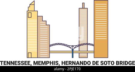 Stati Uniti, Tennessee, Memphis, Hernando De Soto Bridge, viaggio punto di riferimento vettore illustrazione Illustrazione Vettoriale