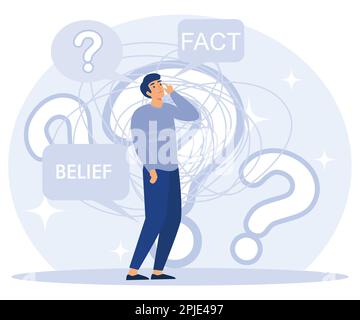 Concetto di stato mentale, concentrazione sul successo, confusione, dissonanza cognitiva, obiettivo aziendale, disagio mentale, mancanza fuori, processo decisionale, vettore piatto m Illustrazione Vettoriale