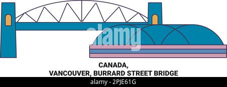 Canada, Vancouver, Burrard Street Bridge viaggio punto di riferimento vettoriale illustrazione Illustrazione Vettoriale