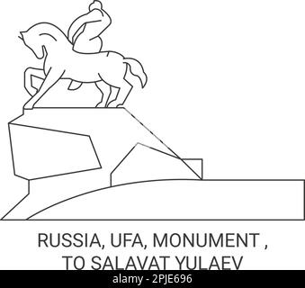 Russia, Ufa, Monumento , a Salavat Yulaev viaggio punto di riferimento vettore illustrazione Illustrazione Vettoriale