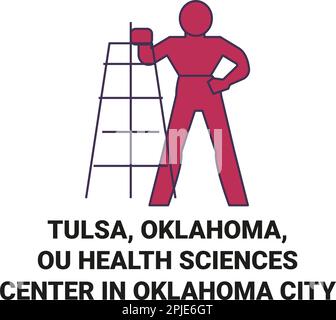 Stati Uniti, Tulsa, Oklahoma, OU Health Sciences Center a Oklahoma City viaggio punto di riferimento vettore illustrazione Illustrazione Vettoriale