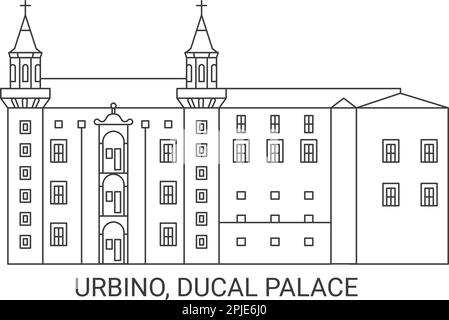 Italia, Urbino, Palazzo Ducale, viaggio punto di riferimento vettoriale illustrazione Illustrazione Vettoriale