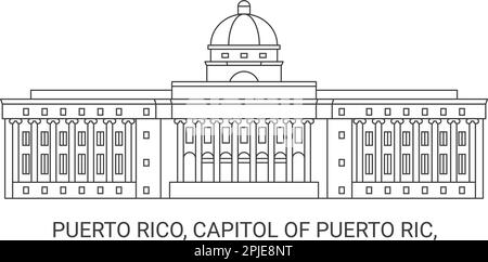 Porto Rico, capitale di Porto Rico, viaggio punto di riferimento vettore illustrazione Illustrazione Vettoriale