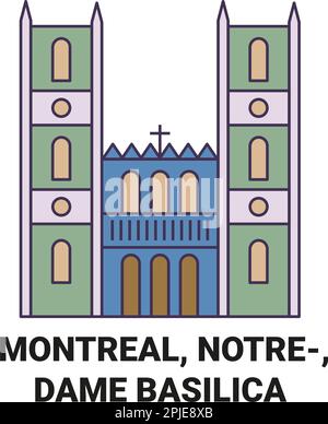 Canada, Montreal, Notredame Basilica viaggio punto di riferimento vettoriale illustrazione Illustrazione Vettoriale