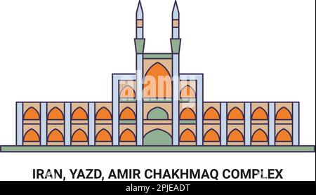 Iran, Yazd, Amir Chakhmaq complesso, viaggio punto di riferimento vettore illustrazione Illustrazione Vettoriale