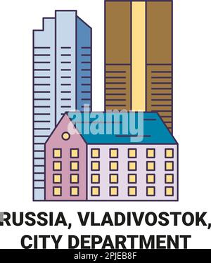 Russia, Vladivostok, City Department viaggio punto di riferimento vettoriale illustrazione Illustrazione Vettoriale