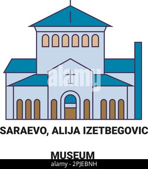 Bosnia-Erzegovina, Sarajevo, Alija Izetbegovic Museo viaggio punto di riferimento vettoriale illustrazione Illustrazione Vettoriale