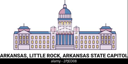 Stati Uniti, Arkansas, Little Rock, Arkansas state Capitol, viaggio punto di riferimento vettore illustrazione Illustrazione Vettoriale
