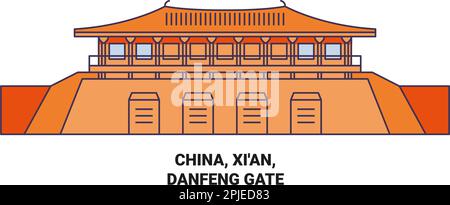 Cina, Xi'an, Danfeng Gate viaggio punto di riferimento vettore illustrazione Illustrazione Vettoriale