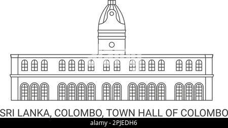 Sri Lanka, Colombo, Municipio di Colombo, viaggio punto di riferimento vettore illustrazione Illustrazione Vettoriale