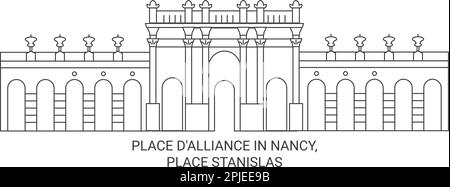 Francia, Place D'Alliance a Nancy, Place Stanislas viaggio punto di riferimento vettore illustrazione Illustrazione Vettoriale