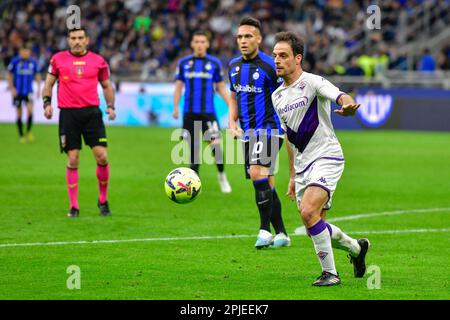 Milano, Italia. 01st Apr, 2023. Giacomo Bonaventura (5) di Fiorentina visto in Serie Un match tra Inter e Fiorentina a Giuseppe Meazza a Milano. (Photo Credit: Gonzales Photo/Alamy Live News Foto Stock
