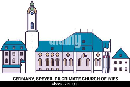 Germania, Speyer, Chiesa dei pellegrini di Wies viaggio punto di riferimento vettore illustrazione Illustrazione Vettoriale