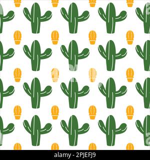 Modello Cactus. Design colorato con motivo cactus. Cactus. Modello di pianta del deserto. Pianta del deserto Illustrazione Vettoriale