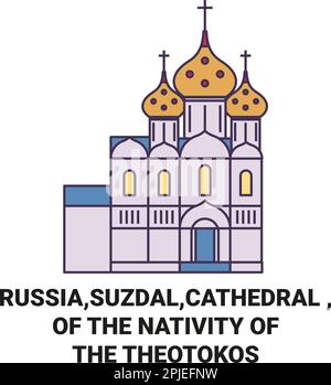 Russia, Suzdal, Cattedrale, della Natività del viaggio Theotokos punto di riferimento vettoriale illustrazione Illustrazione Vettoriale