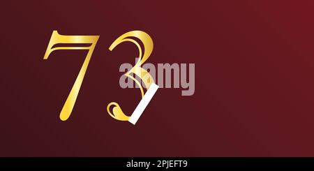 73rd anni Logo Oro e rosso colore isolato su sfondo elegante, disegno vettoriale per biglietto d'auguri e biglietto d'invito Illustrazione Vettoriale