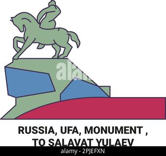 Russia, Ufa, Monumento , a Salavat Yulaev viaggio punto di riferimento vettore illustrazione Illustrazione Vettoriale