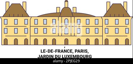 Francia, Parigi, Jardin Du Luxembourg viaggio punto di riferimento vettoriale illustrazione Illustrazione Vettoriale