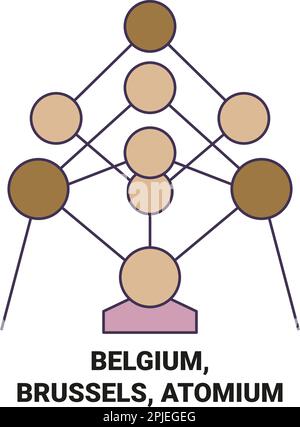 Belgio, Bruxelles, Atomium viaggio punto di riferimento vettoriale illustrazione Illustrazione Vettoriale