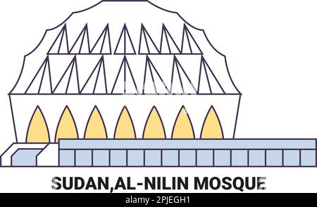 Sudan, Moschea di Alnilin, viaggio punto di riferimento vettore illustrazione Illustrazione Vettoriale