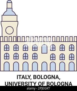 Italia, Bologna, Università di Bologna viaggio punto di riferimento vettoriale illustrazione Illustrazione Vettoriale